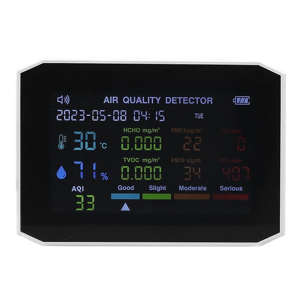 Monitor de del aire 10 en 1, probador AQI, detector de gas de pantalla grande para oficina en casa