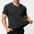 thumbnail image 5 of HOOMEUMY Men Tshirt Short Sleeve Round Neck Slim Fitted Cotton Basic Tops Solid Color Breathable Summer Gym Running Outdoor Daily Walking Street Beach Vacation Casual Wear, 5 of 8