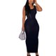 thumbnail image 1 of SAYOO Mujeres Sexy Spaghetti Strap Slim Fit Vestido largo Color sólido Halter Neck Cami Maxi Vestidos Elegante Bodycon Clubwear SAYOO Moda, 1 of 6