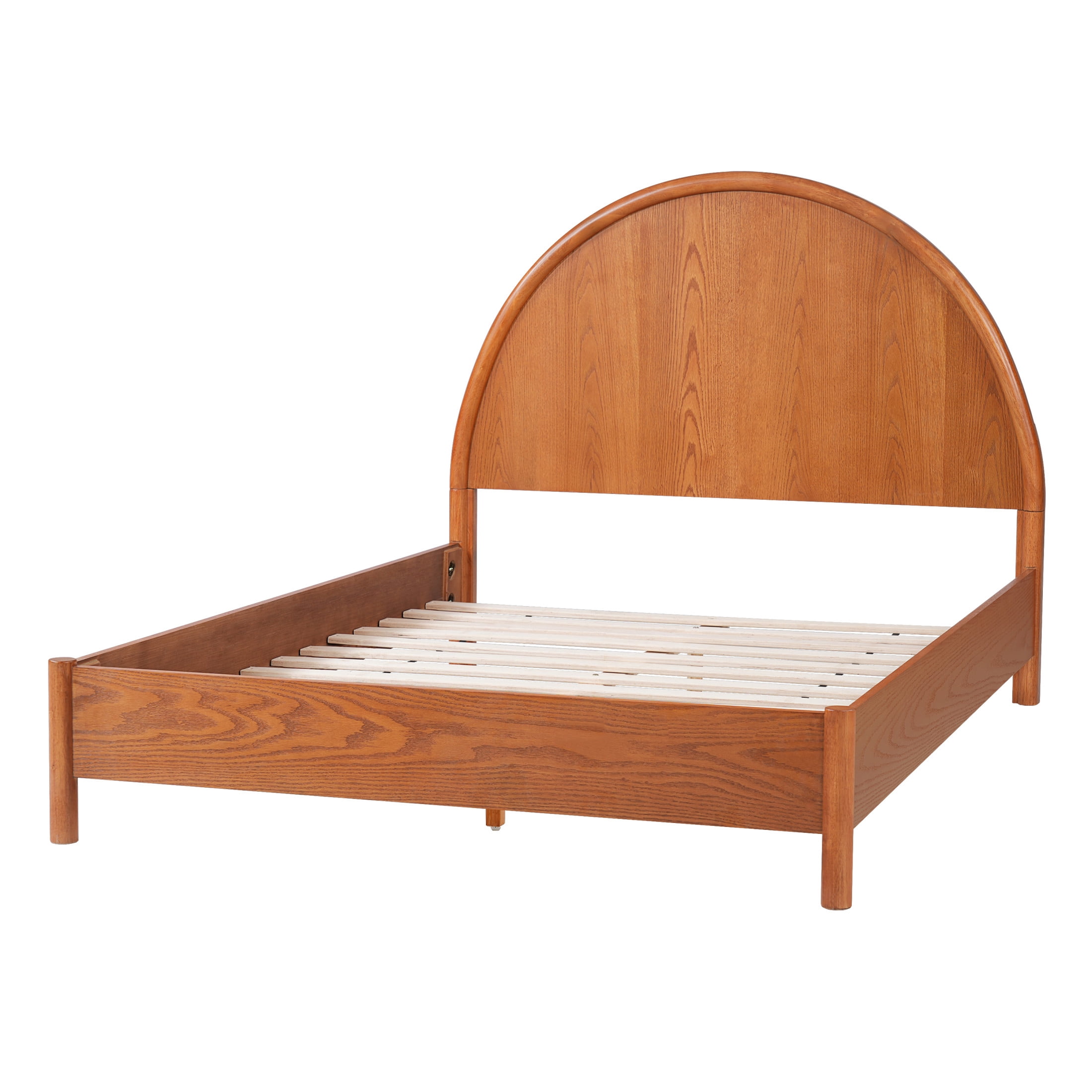 Christopher Knight Home Full Platform Bed Frame with Arched Headboard, Rubberwood, Light Brown