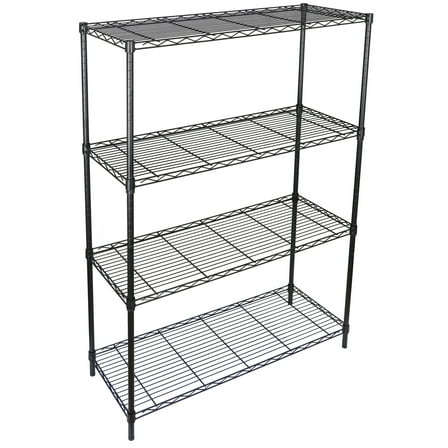 CZMDZH 4 Tier Shelving Unit NSF Wire Shelf Metal Large Storage Shelves Heavy Duty Height Adjustable Commercial Grade Steel Utility Layer Shelf Rack Organizer 1000 LBS Capacity, Black