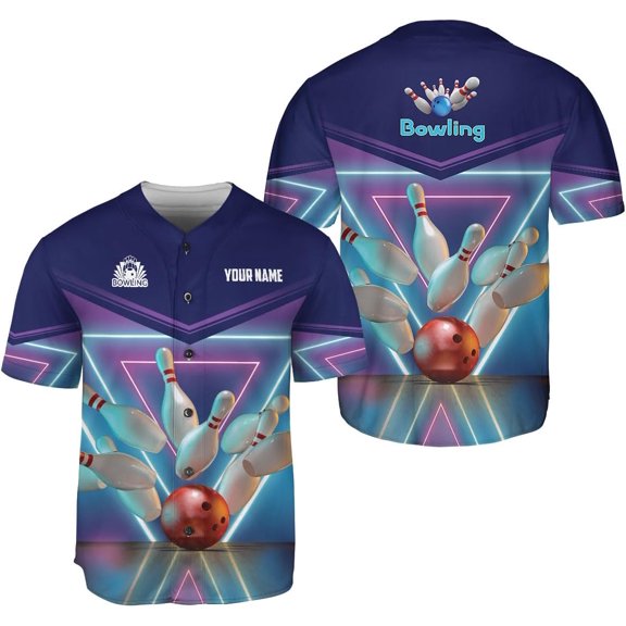 Mostprints Personalized Bowling Baseball Jersey Custom Bowling Shirts Bowling Gift Bowling Jersey Bowling Shirt Men Womens (S)