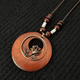 thumbnail image 6 of Retro Boho Ethnic Long Pendant Sweater Necklace Wood Beads Women Jewelry Gift, 6 of 8