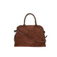 thumbnail image 4 of Time and Tru Women's Sage Satchel Soft Faux Suede Tote Bag, Chocolate, 4 of 9