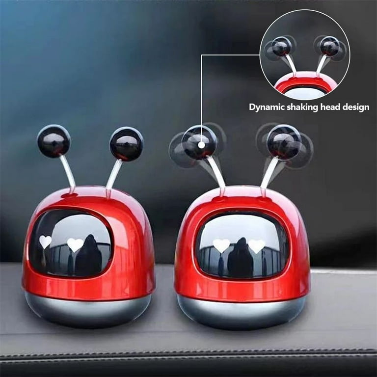 Cute Car Dashboard Ornaments For Friend Office Desk Decor Decoration  Aromatherapy Funny Face Robot Shakeable Car Interior Decoration GRAY 