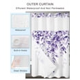 thumbnail image 2 of No Hook Cloth Fabric Shower Curtain with Snap in Liner, Purple Eucalyptus Waterproof Shower Curtains Set with See Through Top Window, Botanical Plant Rustic Branch Floral Bath Curtains Shower 54"x78", 2 of 6