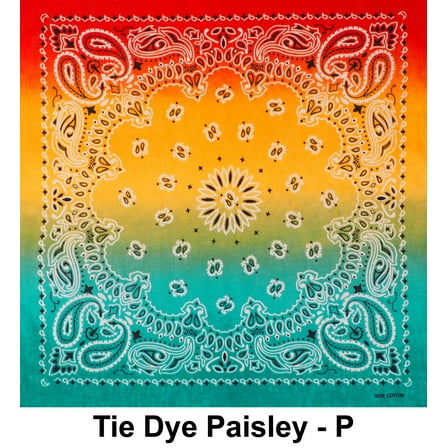 Tie Dye Style P Print Design Cotton Bandana (22 inches x 22 inches)