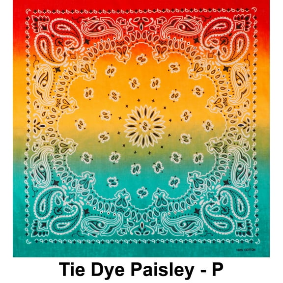 Tie Dye Style P Print Design Cotton Bandana (22 inches x 22 inches)