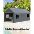 thumbnail image 3 of 12x20 ft Heavy Duty Carport, Portable Garage with Roll-up Windows & Removable Sidewalls & Doors, Car Canopy with All-Season Tarp for Car Boat Truck Motorcycle, 3 of 6