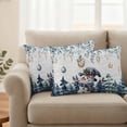 thumbnail image 2 of Blue Christmas Outdoor Waterproof Pillow Covers, Snowman Eucalyptus Leaves Xmas Snowflake Decorative Rectangle Throw Pillowcase Sofa Cushion Sham for Patio/Couch/Chair, 20"x12" 2 Pack, 2 of 8
