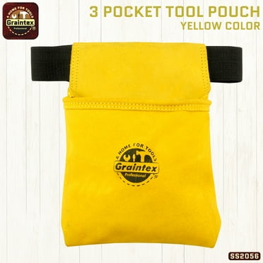 Graintex SS2056 :: 1 POCKET NAIL & TOOL POUCH YELLOW COLOR SUEDE LEATHER WITH BELT