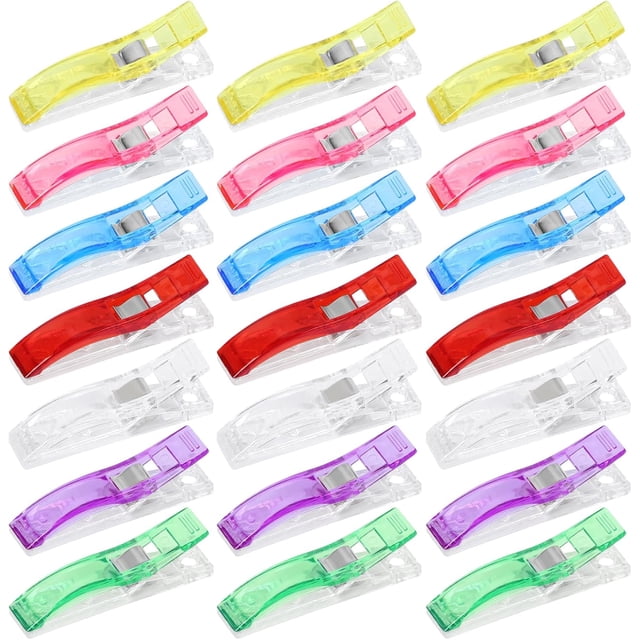 LEEYNEER Large Sewing Clips Multipurpose Sewing Clips Multi-Color Quilting Clips Plastic Clips for Fabric Binding Quilting Crafts Sewing Supplies and Accessories 21 Pcs