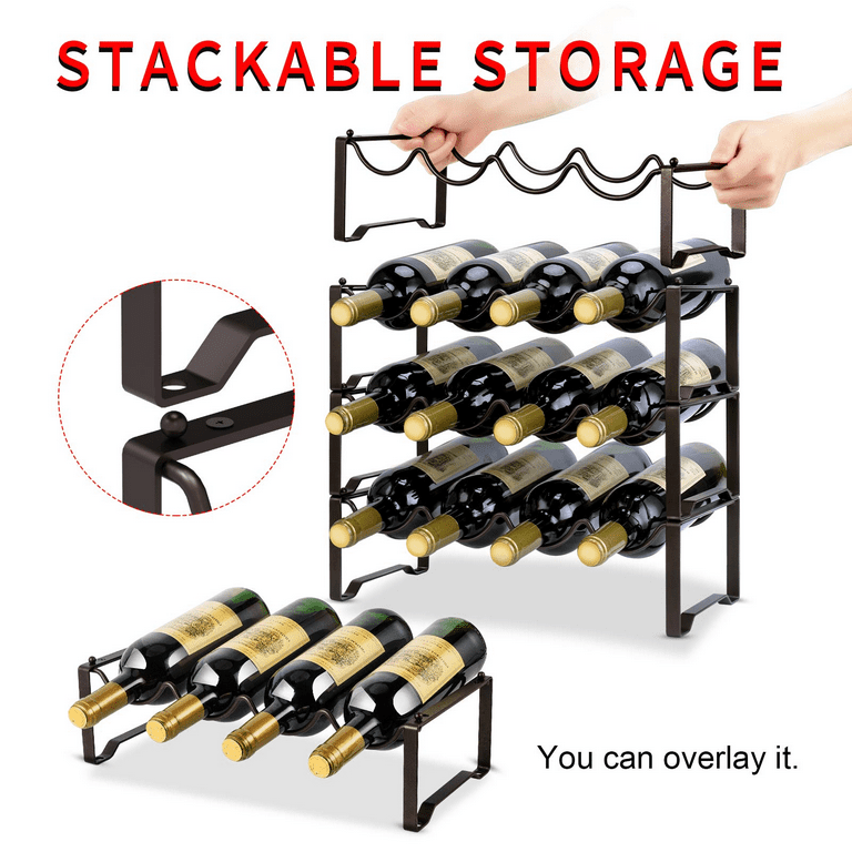  4 Tier Water Bottle Organizer - 16 Bottles, Stackable Cup  Organizer for Cabinet, Countertop, Pantry & Fridge, Free-Standing Kitchen  Tumbler Storage Holder for Wine and Drink Bottles, Clear Plastic : Home