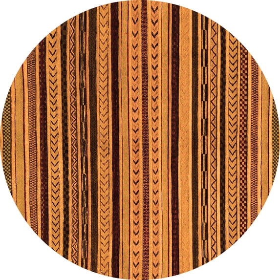 Ahgly Company Indoor Round Abstract Orange Modern Area Rugs, 8' Round