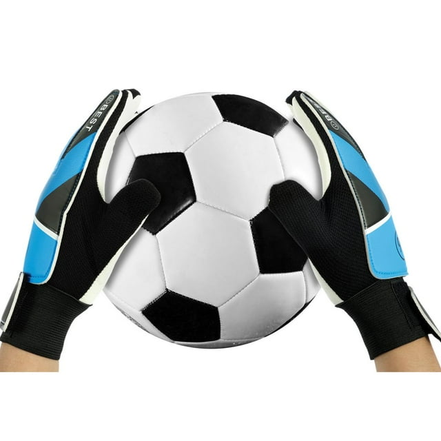 Gants de Gardien de Soccer pour Enfants Taille 5/6/7 en Latex Gants de Gardien de Soccer pour Enfants Antidérapants Gants de Sport pour Jeunes Protection Complète des Doigts avec Sangle de Poignet Ajustable Gants d'Entraînement Non Sexuels