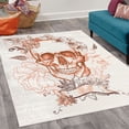 thumbnail image 2 of Grunge Decorative Rug, Skull and Flowers Day of the Dead Mexican Traditional Celebration Symbolic Art, Quality Carpet for Bedroom Dorm and Living Room, 6 Sizes, Persian Orange, by Ambesonne, 2 of 4