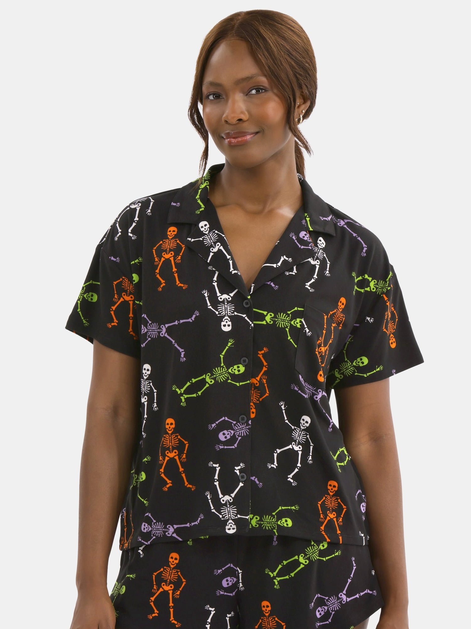 Halloween Women’s Printed Notched Top and Shorts Pajama Set from Way to Celebrate, 2-Piece, Sizes XS-3X