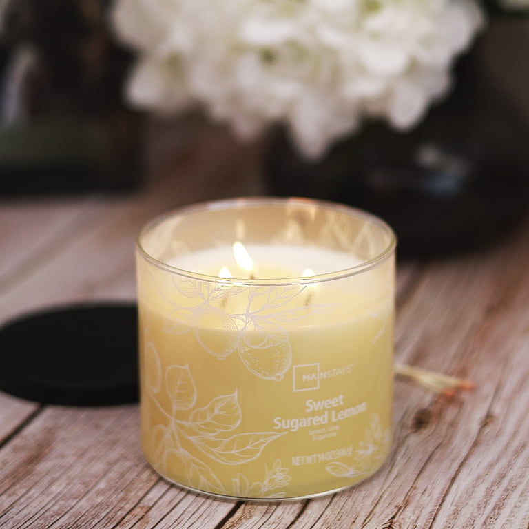 Mainstays Sweet Sugar Lemon 14-Ounce 3-Wick Ombre Wrap Scented