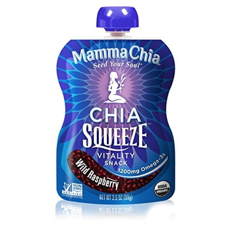 Mamma Chia Squeeze Organic Vitality Snack  Wild Raspberry  8 Count  3.5oz