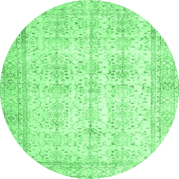 Ahgly Company Indoor Round Persian Emerald Green Traditional Area Rugs, 4' Round
