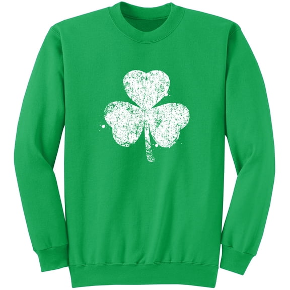 Distressed Shamrock Sweatshirt Irish Green (L)