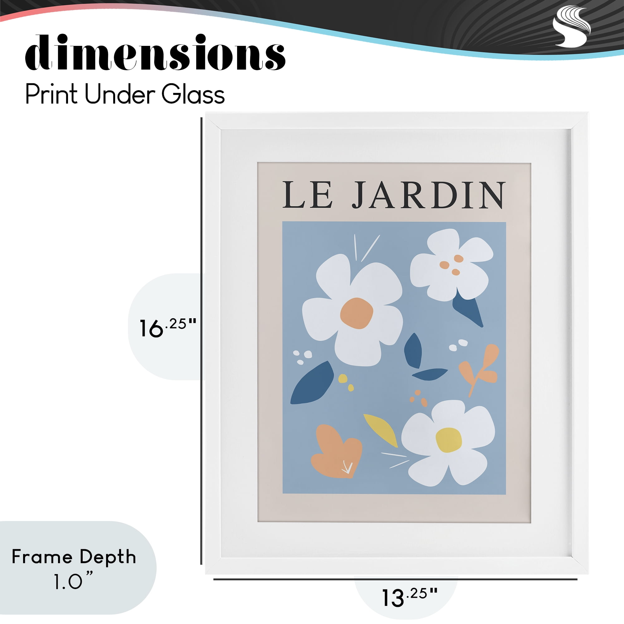 Stupell Industries Bouncing Floral Le Jardin White Framed Print Under Glass, design by Anna Quach