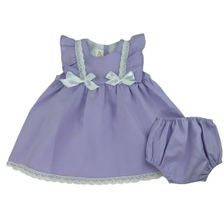 

Infant Girl Dress Lavender Linen Empire Waist Dress and Bloomers Set