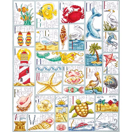 Tobin Ocean ABC Counted Cross Stitch Kit, 16" x 20", 14 Count