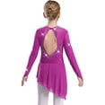 thumbnail image 4 of TiaoBug Kids Girls Sparkly Figure Skating Dress Long Sleeve Modern Lyrical Dance Dress for Competitions Hot Pink 6, 4 of 5