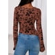 thumbnail image 5 of Top PRETTYGARDEN para Mujer Manga Larga Malla Floral Marrón M, 5 of 9