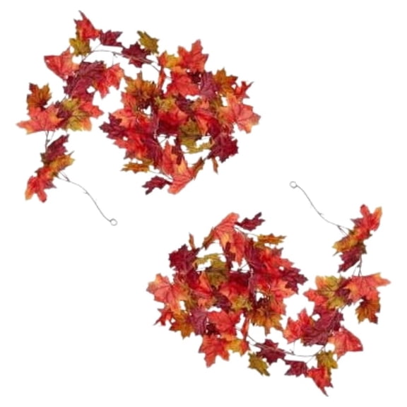 Factory Direct Craft Autumn Artificial Maple Leaf Garlands, Set of 2, 6 Foot Fall Leaf Garlands