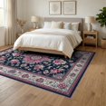 thumbnail image 3 of ODIKA Pink Wool Ornate Scroll Border Traditional Vintage Maximalist for Queen Size Bedroom, Under Bed, Master Suite, Foldable Easy Care, 3 of 7