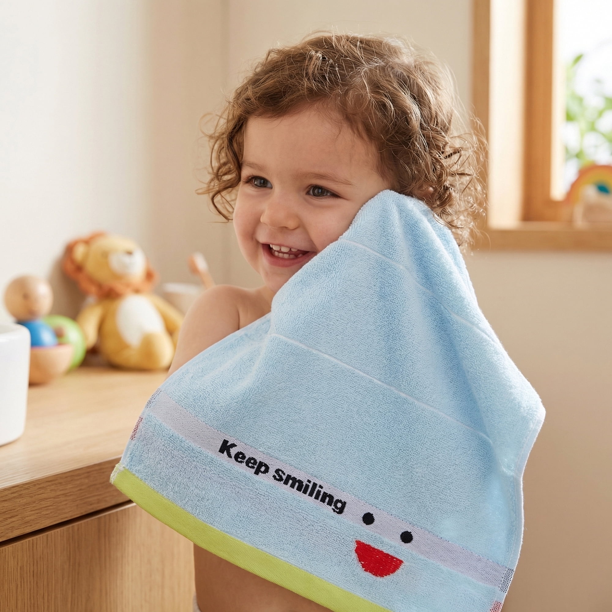 Unique Bargains Embroidery Cotton 13 x 13 Inches Soft Absorbent Washcloths Sky Blue 4pk