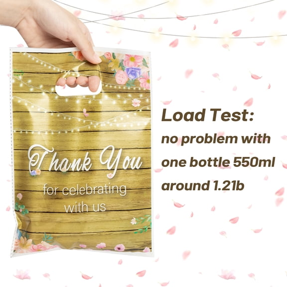 50 Piece Flower Party Gift Bags for Baby Shower Party,Bottom Flower Plastic Party Favors Pouch