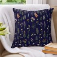thumbnail image 3 of Pillow Covers 18x18 Set of 2, Navy Blue Botanical Wildflowers Throw Pillow Covers Decorative Couch Cushion Cover, Rustic Floral Microfiber Soft Square Pillowcases for Bedroom Living Room Sofa, 3 of 9