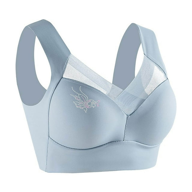 Women's Plus Size Bras, Womens Bras for Women Wireless Comfort Full Coverage Mesh Breathable Padded No Underwire Support T Shirt Bra L-5XL Bras for Women
