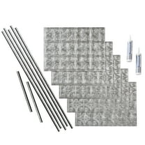 FASÄDE Traditional Style 1 Decorative Vinyl Backsplash 15 sq ft Kit in Crosshatch Silver