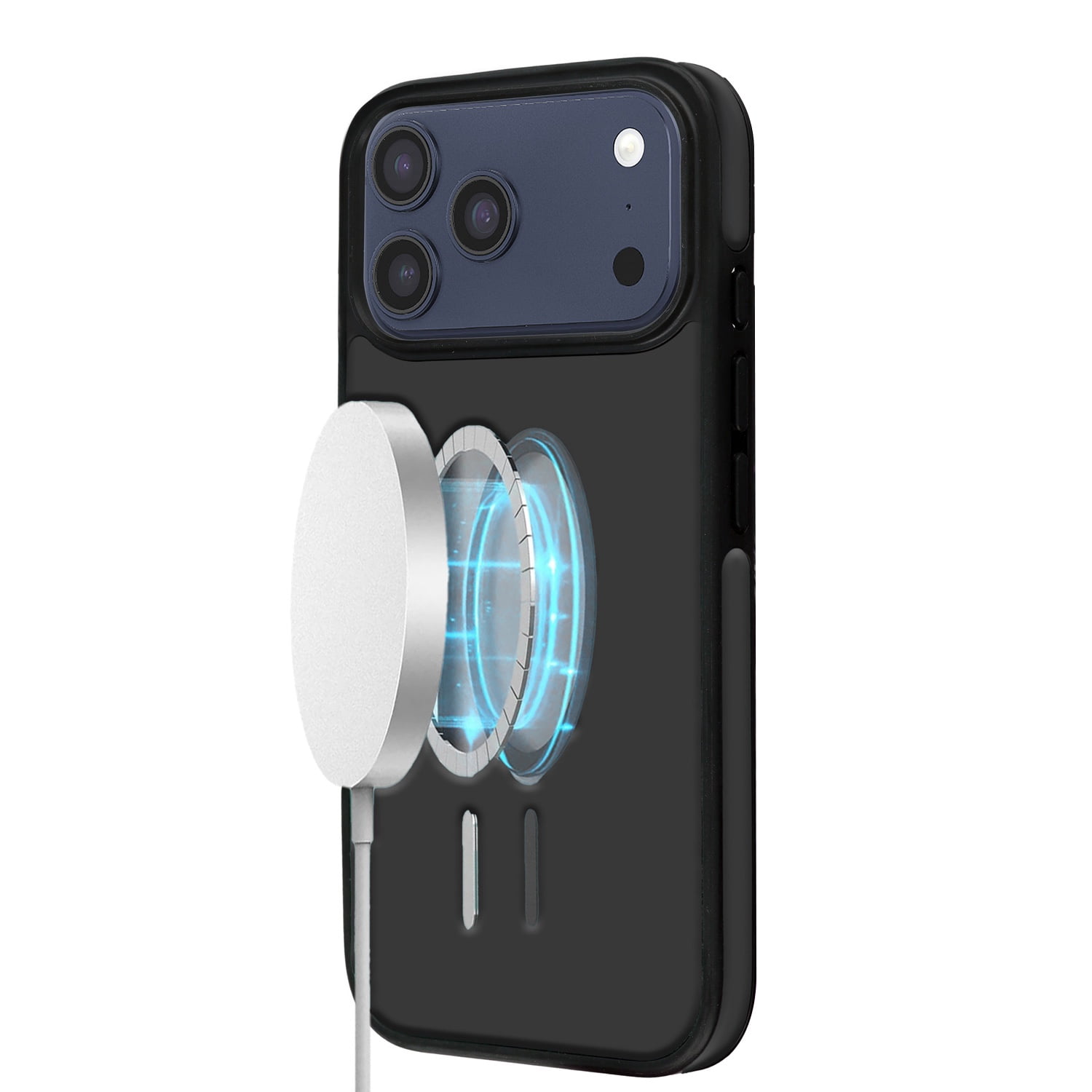 Full-Cover Leather Design Case with Wireless Charging Support for iPhone 17 Pro Max - Black