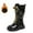 Black, variant on REDARER Girls Golden Lace Up Boots Comfortable Knee High PU Leather Non Flat Sole for Everyday and Party Wear,Size:10.5-11 Years