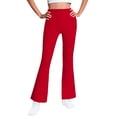 thumbnail image 2 of NAISIBABY Girls Flare Pants, High Waist Stretch Fleece-lined Slim Fit Kids Bell Bottom Legging Pants Red 9T, 2 of 7
