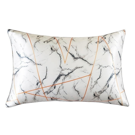 THXSILK Standard Size Silk Pillowcase for Hair and Skin, 19 Momme Natural Mulberry Pillow Case, Grade 6A  Mulberry Silk Pillow Case with Hidden Zipper, 20"x26", Geometric Marble
