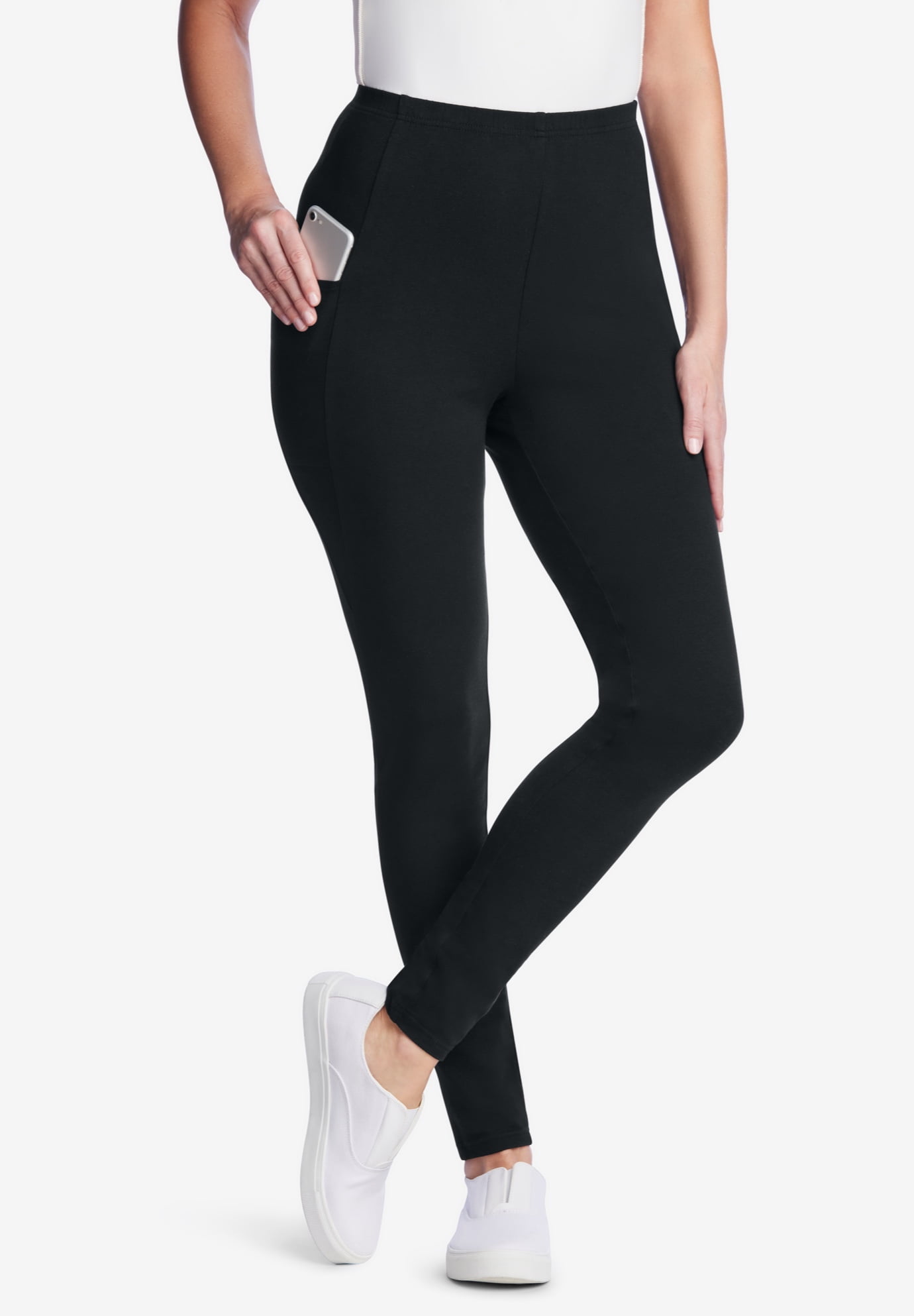 Plus Size Stretch-Cotton Knit Pull-On Pocket Leggings - image 4