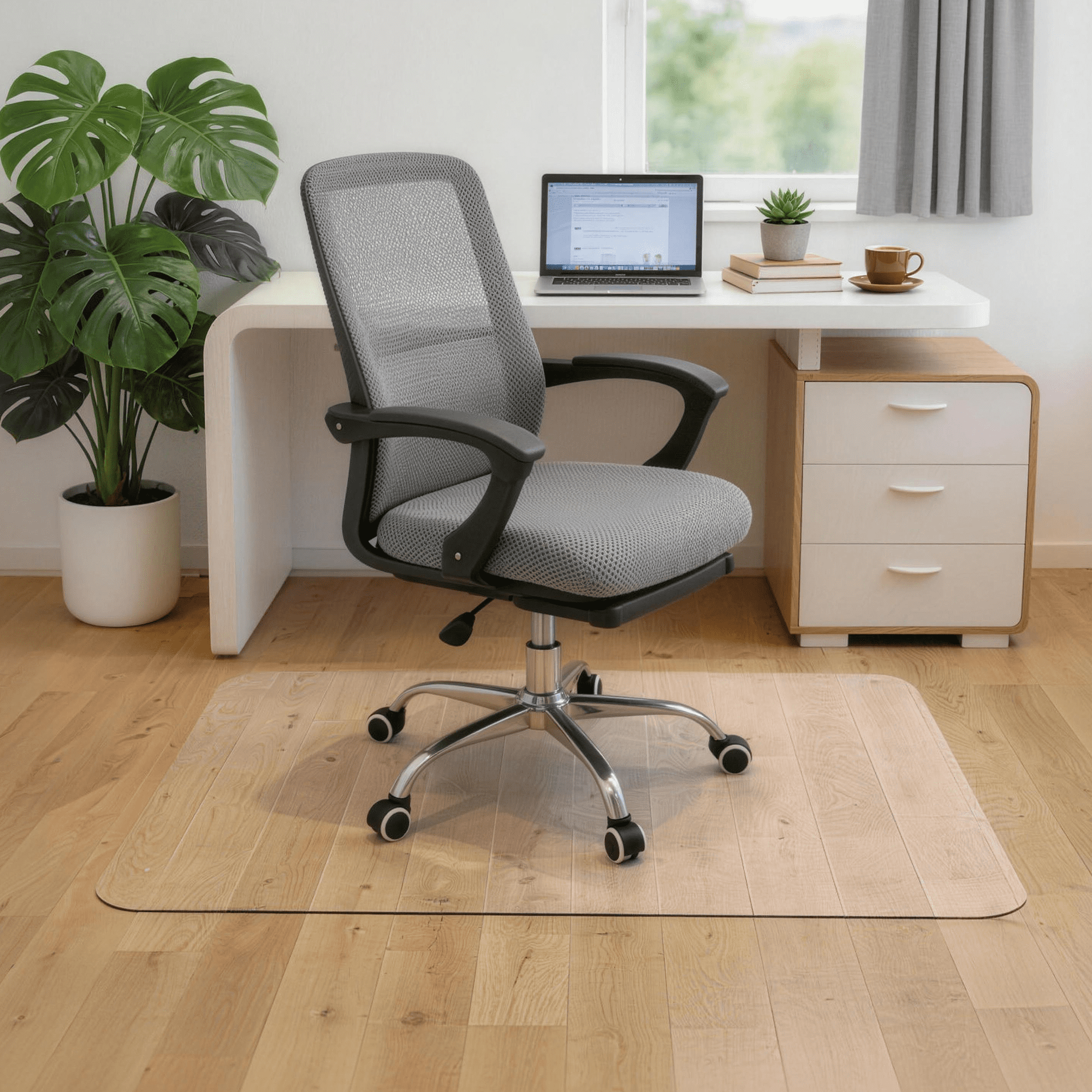 47×35.5 Inch Clear PVC Office Chair Mat, Waterproof Anti-Slip Hardwood Floor Protector, Transparent Scratch Resistant Rolling Desk Chair Floor Mat for Hardwood & Tile Floors