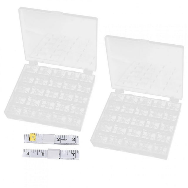 Bobinas vacías transparentes para máquina de coser, carretes con caja de plástico, suministros de costura para el hogar, 50 Uds.