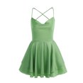 thumbnail image 4 of Women's Sexy Backless Satin Mini Dress Layered Ruffle Hem Tie Back Graduation Dress, 4 of 7