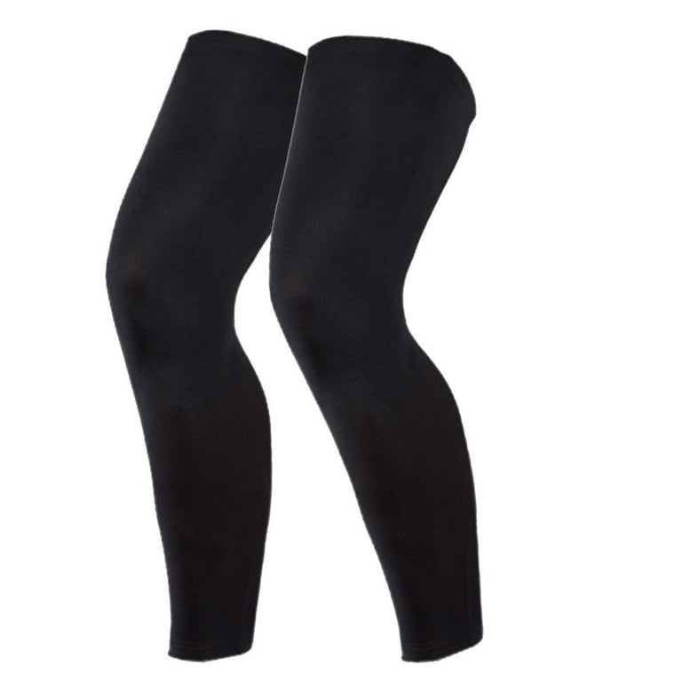 1 Pair Compression Leg Sleeves – Outdoor Basketball Full Length Leg Sleeves  for Men, Women, Youth (Black) 