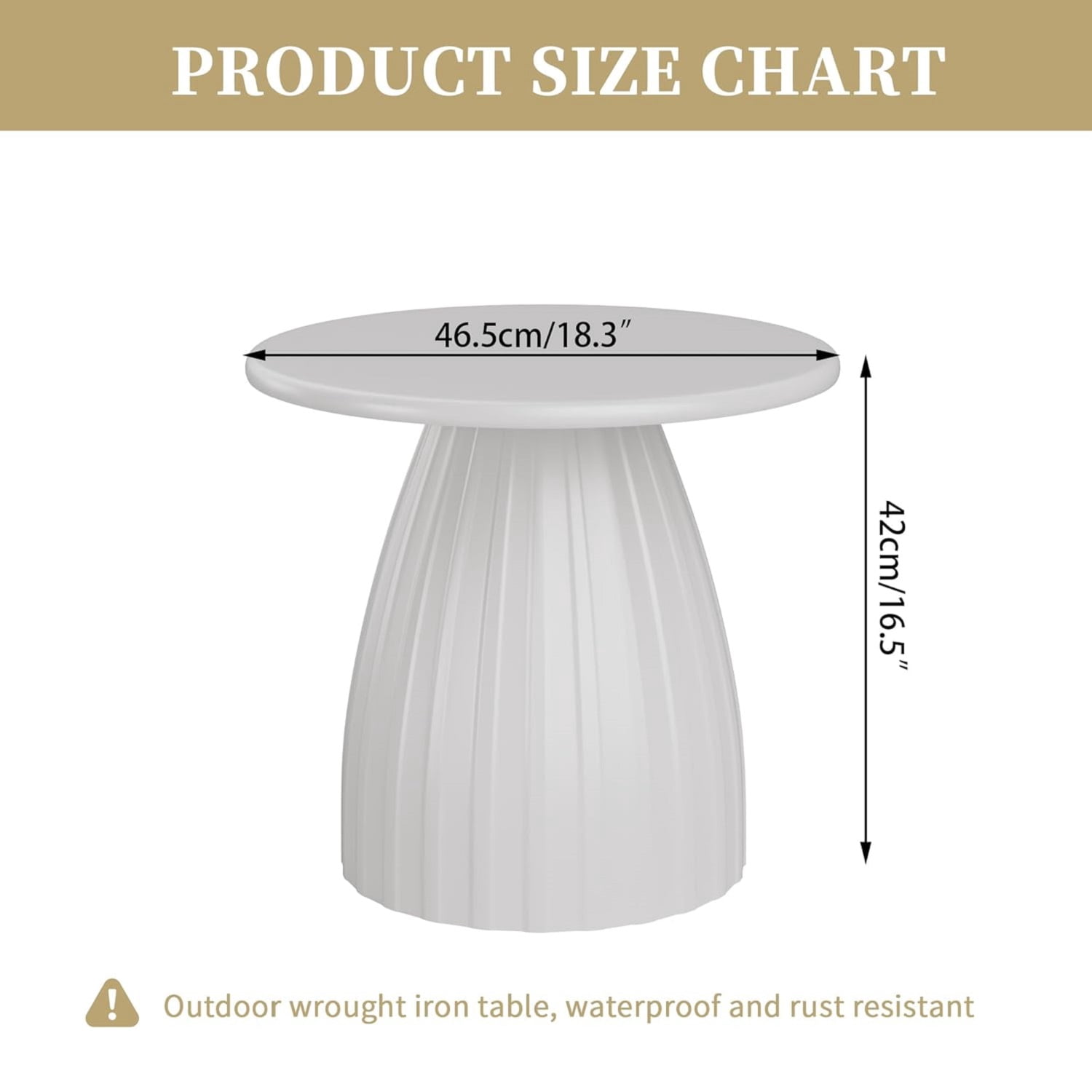 Round End Table for Living Room, Metal Small Side Table, Modern Nightstand Tea Table for Living Room, White