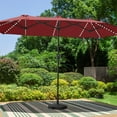 thumbnail image 6 of SUMMIT LIVING 13ft Large Patio Umbrella with Multi-Color LED Solar Lights Double-Sided Rectangular Outdoor Table Umbrella – Burgundy, 6 of 11