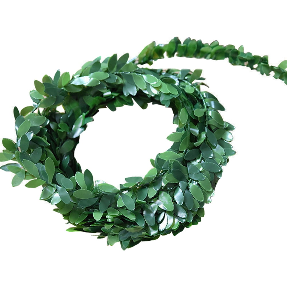 FA 7.5M Garland Green Leaf Wire Vine Rattan Artificial Flower for DIY Wreath Gi 