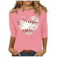 thumbnail image 2 of YLHFASHION T-shirt pour Femmes « Baseball Mom », T-shirt Graphique Cœur de Baseball, Haut Drôle à Manches Courtes, Liquidation à 50 % de Rabais, T-shirt à Manches Longues pour Femmes, 2 of 5